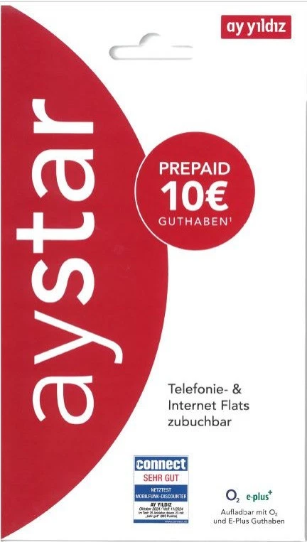AY Yildiz Prepaid SIM-KARTE 10€ Startguthaben